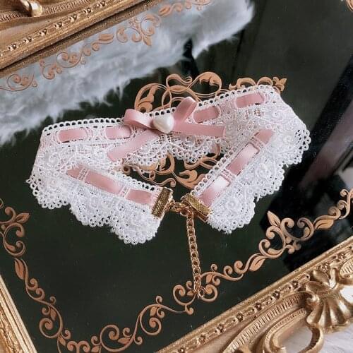 Lolita Origional Hand Made Necklace Daily Life Pink Choker Sweet of Bride Bow