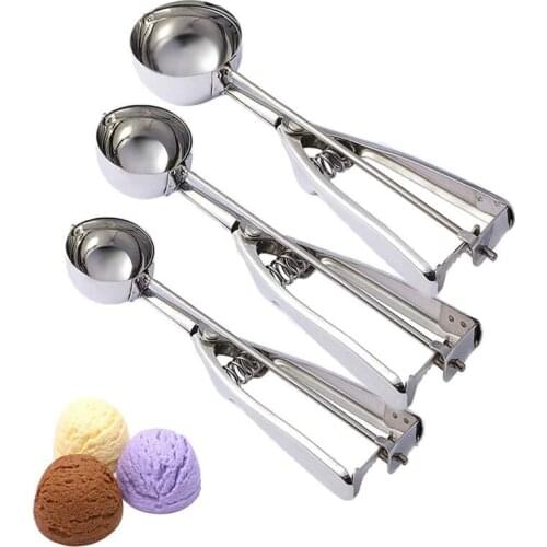 4/5/6CM Ice Cream Spoon Stainless Steel Spring Handle Cookie Scoop Fruit Spoon Ice Cream Watermelon Spoon Dig Ball Fruit Spoon