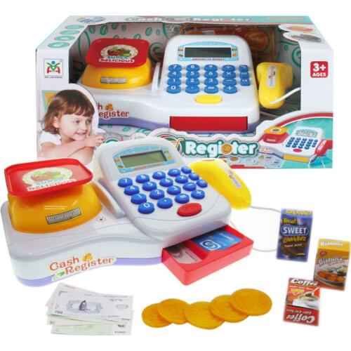 Multifunction Simulation Cash Register Toy Childrens Pretend Play Toys Electric with Light Music Supermarket Cash Register Gift