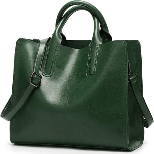 Fashion Leather Women Handbags New Shoulder bag Oil Wax Leather bags Female Messenger Crossbody bag Tote Green Bolsos 2021