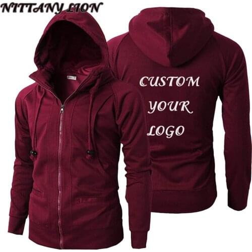 Custom Brand Logo Mens Plus Size Hoodie Jacket Daily Sports Weekend Active Casual Sweatshirts Long Sleeve Fall Winter Spring