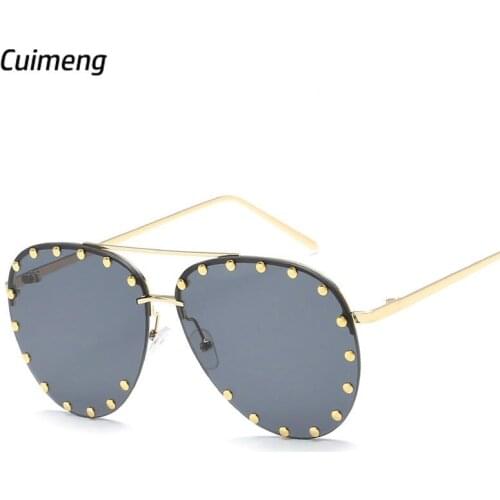 Luxury Aviation Sunglasses Women Rivets Oversized Gradient Shades Sun Glasses Men High Quality Brand Designer vintage