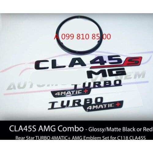 CLA45S for AMG TURBO 4MATIC+ Rear Star Emblem Black Badge Set for Mercedes C118 W118 A 099 810 85 00