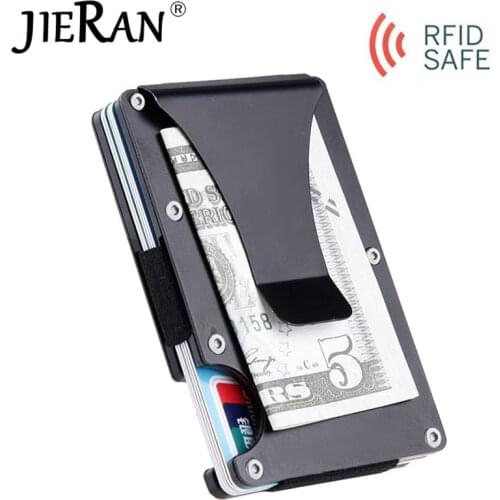 New Slim Credit Card Holder Aluminium ID Card Holder Man Mini Wallet with RFID Anti-theft Protection Metal Money Clip Card Case