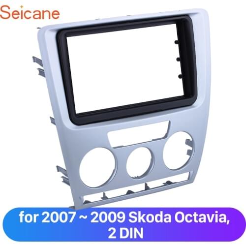 Seicane Double Din Car Stereo Fascia Frame Trim for 2007 2008 2009 Skoda Octavia Surrounded Panel Plate