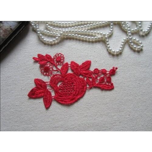 Size11.5*7cm(10pcs/lot) Sewing Dark Red Lace Applique Embroidery Lace patch for Wedding Garment Decoration