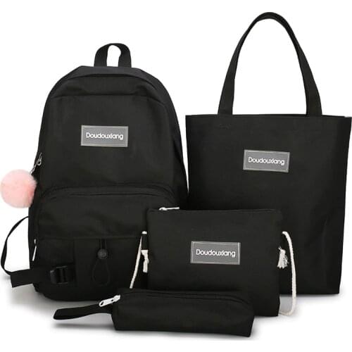 4pcs/set school bags for teenage girls female Backpack Canvas backpack College Kids book Bags women travel school backpack
