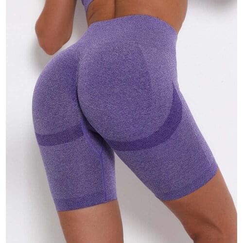 Seamless Yoga Shorts Women High Waist Sports Fitness GYM Running Shorts Tights Stretchy Bottom Exercise Training Workout PT05