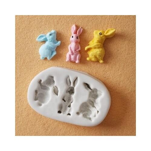PRZY Fondant Silicone Mold Bunny Chocolate Fondant Molds Bunny Rabbit Cake Decorative Mould Clay Resin Moulds Silicone Rubber