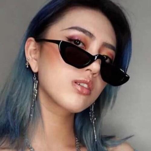 Cat Eye Sunglasses Women Brand Designer 90s Vintage Leopard Narrow Cateye Sun Glasses Female Shades UV400