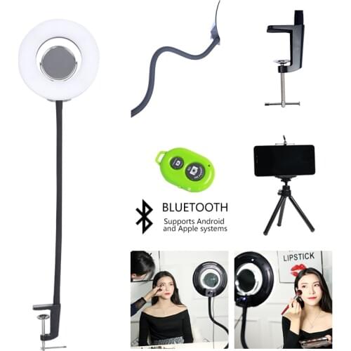 CY 8 Inch 24W5600K Dimmable Photo Studio selfie light Photography Tabletop Makeup Ring Light Phone Video Live Light Lamp EU plug