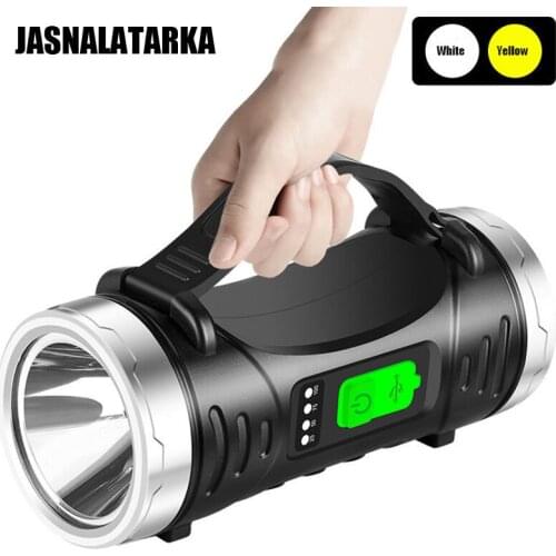 LED Flashlight Powerful Dual Light Source USB Recharge Lantern High Power Flashlight Power Bank Camping Hiking Torch Searchlight