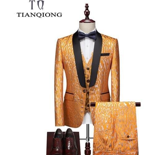 TIAN QIONG 2020 New Arrival Yellow Royal Blue Men Suits for Wedding Shawl Collar Costume Homme Mariage Party Dinner Suit S-5XL