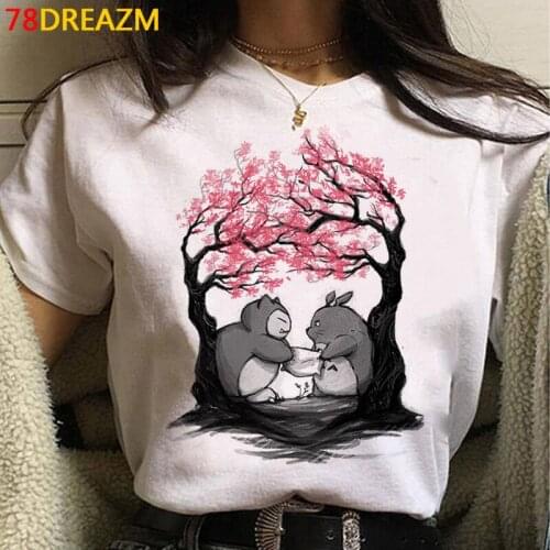 Totoro studio ghibli top tees t-shirt female 2021 harajuku couple aesthetic ulzzang tshirt t-shirt kawaii