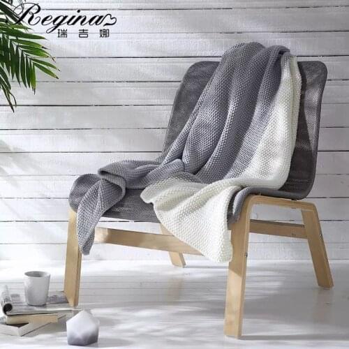 REGINA Luxury Partysu Throw Blanket Gray White Delicate Knitted Cozy Sofa Bed Blanket Throws Graceful Warm Office Shawl Blanket