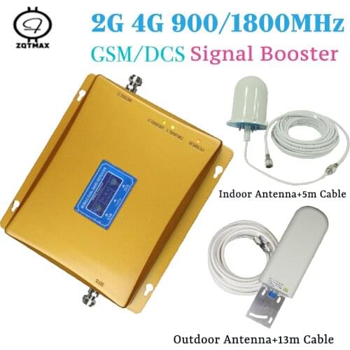 ZQTMAX GSM DCS Smart Phone Signal Amplifier 900 1800 Cellphone Mobile Repeater 2G 4G Cellular Data Amplifier Antenna accessories