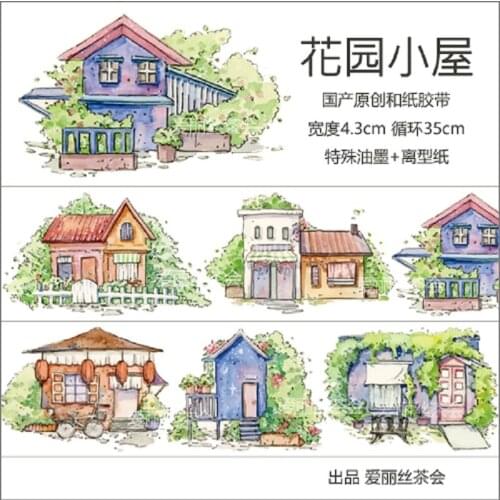 Vintage Garden House Washi Tapes Bullet Journal Masking Tape Adhesive Tape DIY Scrapbooking Washi Stickers