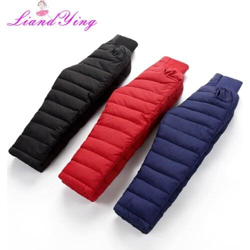 Winter Down Pants For Boys & Girls Childrens Fashion Solid Parka Warm Trousers Casual Elastic Waist Straight Kids Pants Outwear