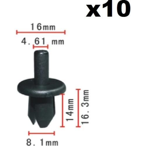 10pcs For Volvo Multi Purpose Rivet Set of 15 Push Type Clip Retainer 16mm Head 14mm Stem 9133417 / 1005993