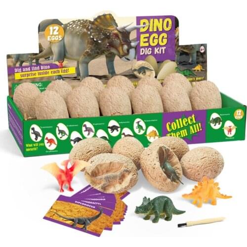 12Pcs Kids Dinosaur Egg Dig Excavation Kit Archaeology Educational Puzzle Toy Kids Educational Toys for Children Gifts