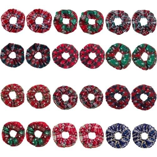2020 Fashion Christmas Scrunchie Elastic New Handmade HeadBands Hair Rope Ponytail Holder Headdress Hair Accessories