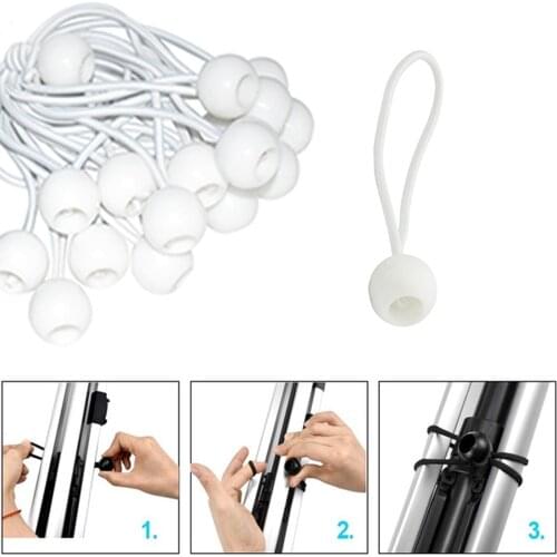 25pcs White Bungee Cord Ball Tarp Canvas Tarpaulin Flagpole Ties Cord ends Elastic Rope Lace Camping Tent Accessories