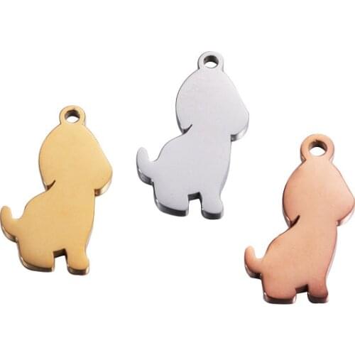 5pcs Mirror Polishs Stainless Steel Charms Dog ID Engraving Dog Collar Pet Name Pendant Jewelry Making Necklace Puppy Accessory