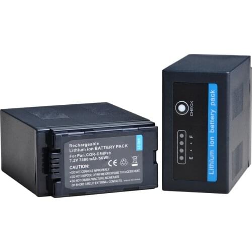 7800mAh CGR-D54pro CGR D54 D54S Battery with LED Power Indicators for Panasonic AG-AC8PJ,AG-AC90A,AG-HPX250,HC-X1000,AG-HPX255