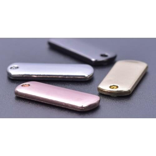 20pcs Glossy Tag Charms For Jewelry Making Supplies Finding Smooth Pendant DIY Accessories Necklace Keychain Golden Silver Black