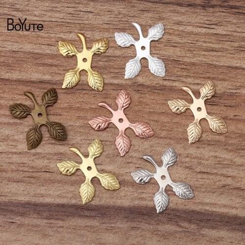 BoYuTe Diy Hand Made Materials 100Pcs 21*18MM Stamping Metal Brass Leaf Charms for Jewelry Making