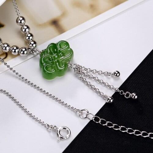 S925 pure silver natural and Tian Biyu Chinese knot auspicious knot high-end upside down female pendant chain wholesale