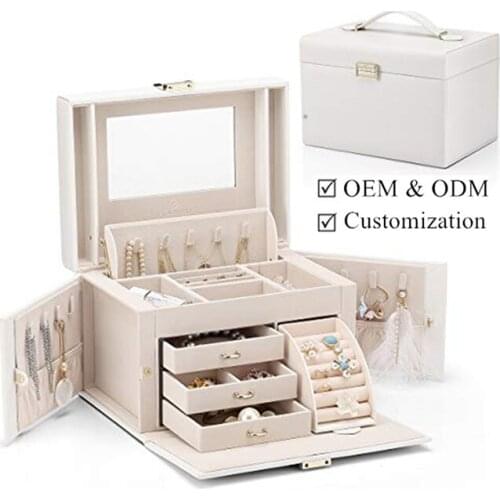 Black Pink custom logo gift personalised jewellery boxes jewelry storage packaging jewelry bracelet box leather jewelry box