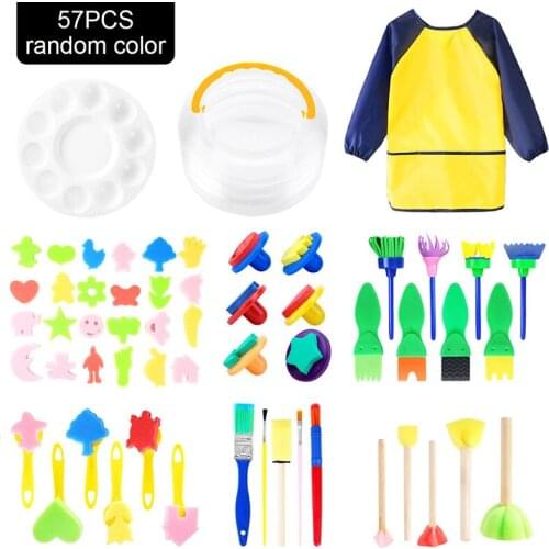 57pcs Kid Sponge Painting Brushes Set DIY Drawing Kits Early Learning Kids Drawing Shapes Brushes Child Play Gifts