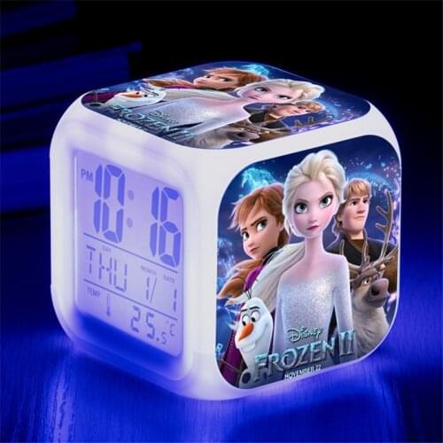 Disney Cartoon LED Alarm Clock Frozen Elsa Anna Princess Digital Alarm Clock Kids Toys Desk Wake Up Light Led Reloj Despertador