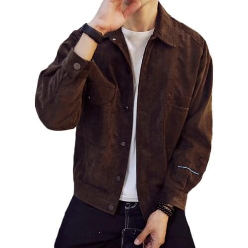 Spring men denim jacket fashion Single-breasted safari style coat autumn mens slim Solid color turn-down collar jean outerwear