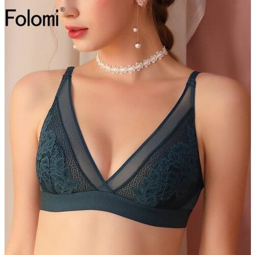 Folomi Sexy Bra Wire Free Lace Bralette Ultra Thin Plunge Women Underwear French Style Lingerie Femme