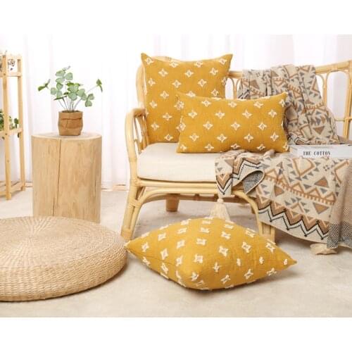 Cotton Linen Hug Pillowcase Ins Wind Yellow Cut Flower Hug Pillowcase Home Bed Pillowcase Sofa Chair Backrest