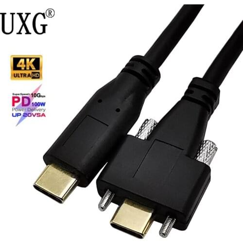 10Gbps 5A USB-c USB 3.1 Type c with Dual Screws Locking male to USB Type-c male 10Gbps Data Cable Panel Mount Type 30CM 60CM 1M