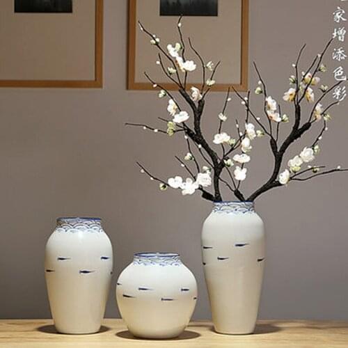 Ceramic vase new Chinese style European modern minimalist living room porch decoration ornaments dried flowers flower arrangemen
