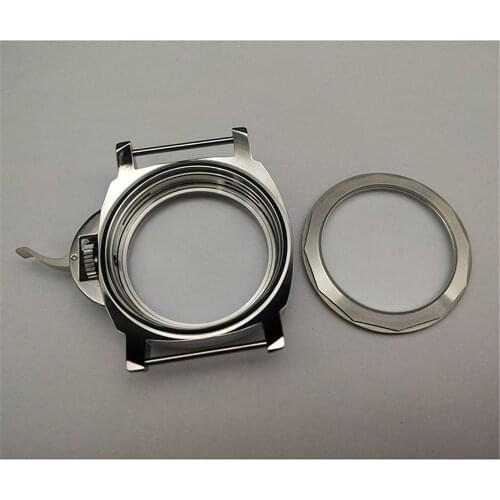 44mm Stainless Steel Silver Watch Case Polished Watch Shell for Eta 6497 6498 Movement