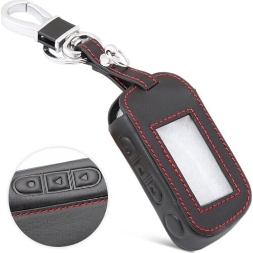 A93 Leather Key Case for Starline A93 A63 A39 A36 Two Way Car Alarm LCD Remote Control Keychain Fob Cover
