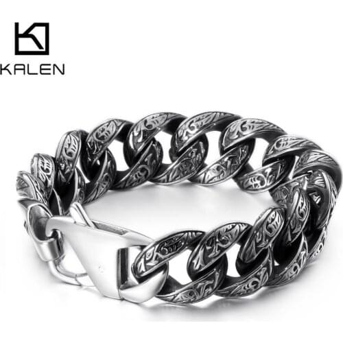 Man Jewelry Bracelets 18mm 100% Stainless Steel Cuban Link Hand Chain Accessories Gift Male Pulsera Bangle JB111163-BD