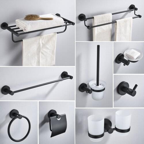 Black Bathroom Accessories Set,Paper Holder,Towel Bar,Toilet Brush Holder,towel rack bathroom Hardware set 304 Stainless Steel