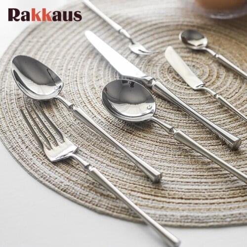 Sliver Cutlery Set Luxury Dinnerware 1pcs Mirror Polishing Tableware 304 Stainless Steel Dinner Knife Fork Spoon Dropshipping