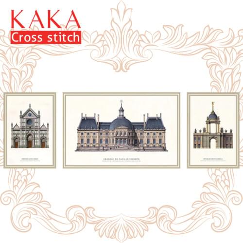 KAKA Cross stitch kits Embroidery needlework sets with printed pattern,11CT canvas,Home Decor for garden House,5D Architecture