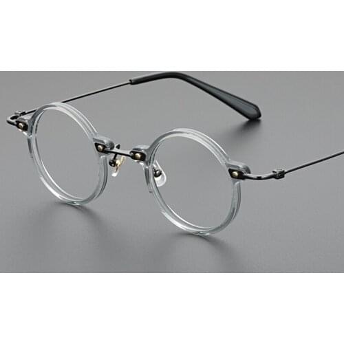 Acetate glasses frame men Vintage round Titanium optical eyeglasses Myopia reading prescription women computer eyewear