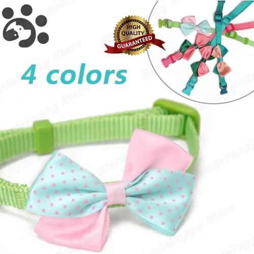 Cat Collar Breakaway Bow Tie Pet Collar Cute Bowknot Pet Cat Collar Durable Bite-proof Collar for Small Dogs Chihuahua MP0026