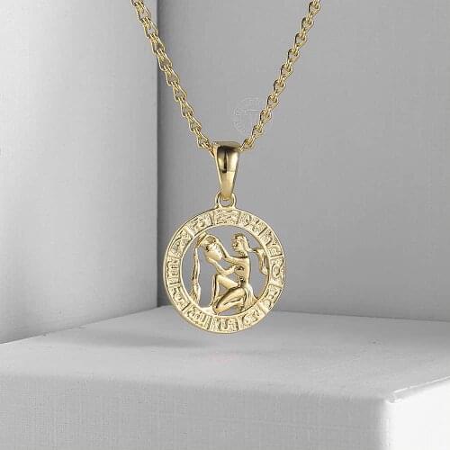 Fashion Aquarius Zodiac Sign Pendant Necklace For Women Men Gold Color Charm Necklace Male Woman Chic Jewelry Gift GP367