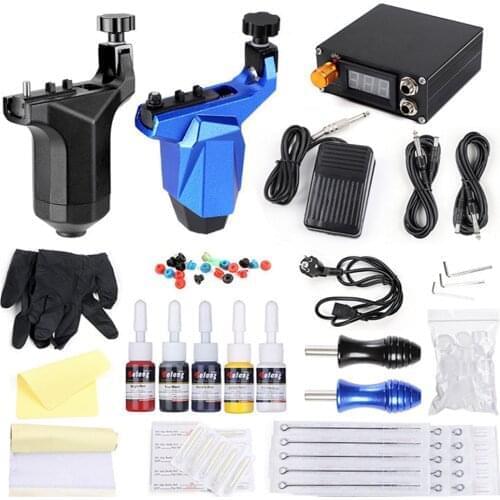 Professional Tattoo Kit SetTattoo Machine gun with Grips Needles LCD Powe Body Art Sets Color Ink Body Tattoo Art Color Ink