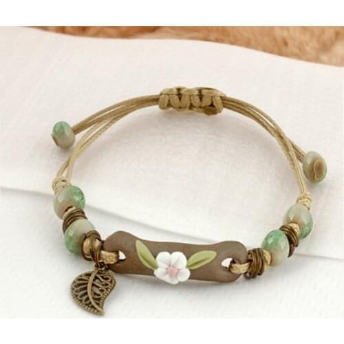 CHENFAN Sells Simple Fashion Handwoven Ceramic Small Jewelry Bracelet for Womens Bracelets Handmade Ceramic Chinese style gift